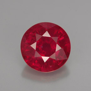 Rubino naturale rosso da 1,39 ct, taglio rotondo, VS-SI