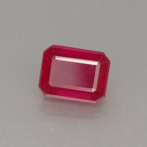 Rubino naturale rosso da 1,65 ct, taglio smeraldo, SI