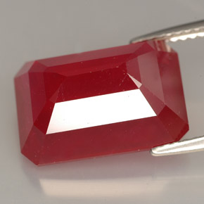 Rubino naturale rosso da 13,23 ct, taglio smeraldo, VS-SI