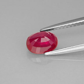 Rubino naturale rosso da 1,30 ct, taglio ovale, VS-SI