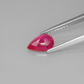 Rubino naturale rosso da 0,90 ct, taglio a pera, VS-SI