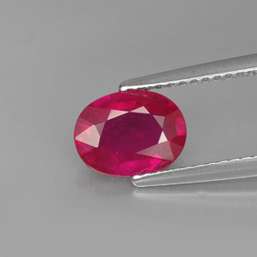 Rubino naturale rosso da 1,62 ct, taglio ovale, VS-SI