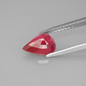 Rubino naturale rosso da 1,53 ct, taglio a pera, VS-SI