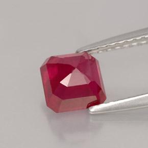 Rubino naturale rosso da 1,55 ct, taglio smeraldo, SI