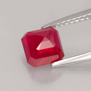 Rubino naturale rosso da 1,77 ct, taglio smeraldo, SI