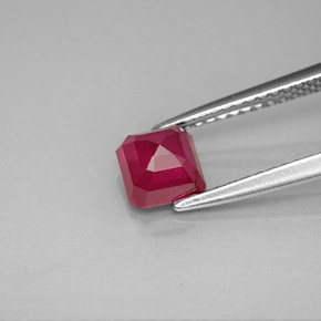 Rubino naturale rosso da 1,38 ct, taglio smeraldo, VS-SI
