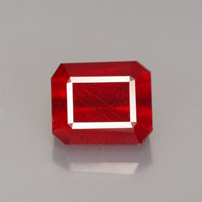 Rubino naturale rosso da 3,28 ct, taglio smeraldo, VS-SI