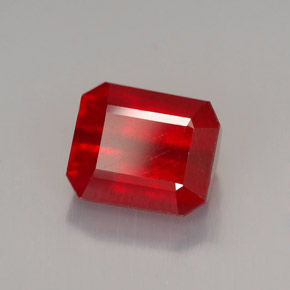 Rubino naturale rosso da 3,28 ct, taglio smeraldo, VS-SI