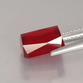 Rubino naturale rosso da 3,28 ct, taglio smeraldo, VS-SI