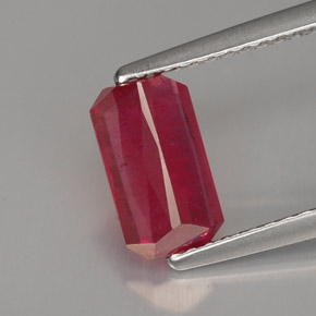 Rubino naturale rosso da 1,52 ct, taglio smeraldo, VS-SI