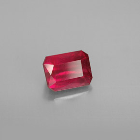 Rubino naturale rosso da 1,35 ct, taglio smeraldo, SI