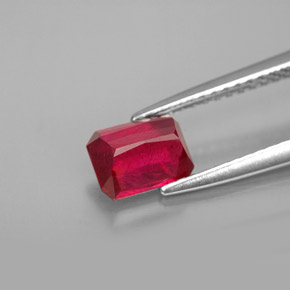 Rubino naturale rosso da 1,35 ct, taglio smeraldo, SI