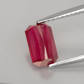 Rubino naturale rosso da 1,61 ct, taglio smeraldo, SI