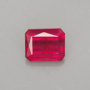 Rubino naturale rosso da 1,29 ct, taglio smeraldo, SI