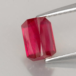 Rubino naturale rosso da 1,54 ct, taglio smeraldo, SI