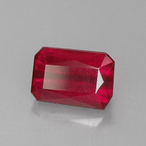 Rubino naturale rosso da 1,06 ct, taglio smeraldo, SI