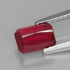Rubino naturale rosso da 1,06 ct, taglio smeraldo, SI