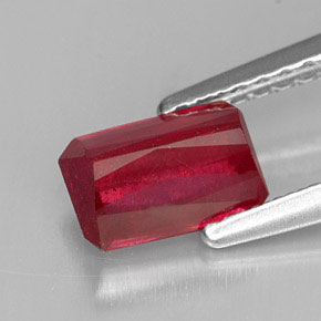 Rubino naturale rosso da 1,24 ct, taglio smeraldo, SI