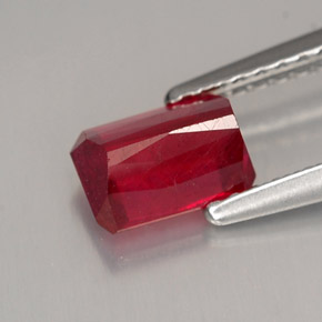 Rubino naturale rosso da 1,26 ct, taglio smeraldo, SI