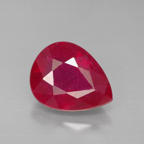 Rubino naturale rosso da 3,46 ct, taglio a pera, SI