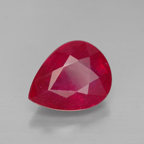 Rubino naturale rosso da 3,46 ct, taglio a pera, SI