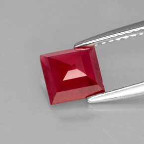 Rubino naturale rosso da 1,45 ct, quadrato, SI
