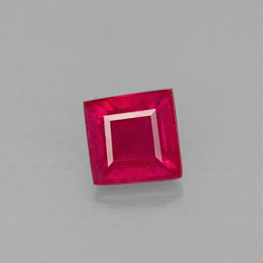 Rubino naturale rosso da 0,83 ct, quadrato, VS-SI