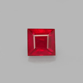 Rubino naturale rosso da 0,87 ct, quadrato, VS-SI