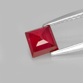 Rubino naturale rosso da 0,87 ct, quadrato, VS-SI