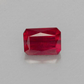 Rubino naturale rosso da 1,29 ct, taglio smeraldo, VS-SI