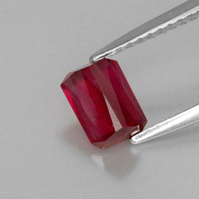 Rubino naturale rosso da 1,29 ct, taglio smeraldo, VS-SI