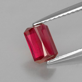 Rubino naturale rosso da 1,24 ct, taglio smeraldo, VS-SI