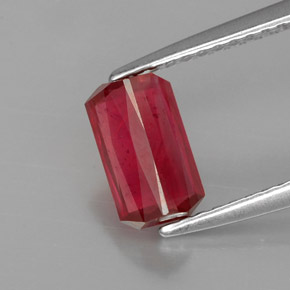 Rubino naturale rosso da 1,30 ct, taglio smeraldo, VS-SI