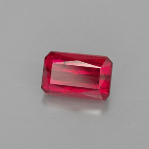 Rubino naturale rosso da 1,25 ct, taglio smeraldo, VS-SI