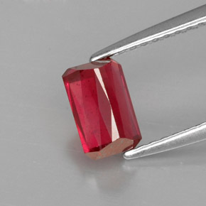 Rubino naturale rosso da 1,25 ct, taglio smeraldo, VS-SI