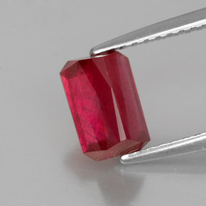 Rubino naturale rosso da 1,80 ct, taglio smeraldo, SI