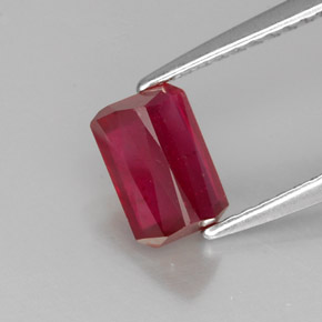 Rubino naturale rosso da 1,29 ct, taglio smeraldo, SI