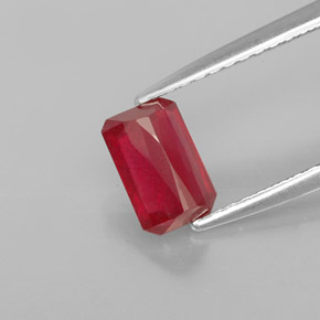 Rubino naturale rosso da 1,11 ct, taglio smeraldo, SI