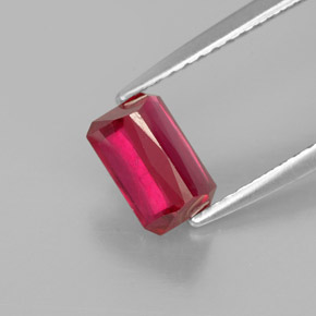 Rubino naturale rosso da 1,39 ct, taglio smeraldo, SI