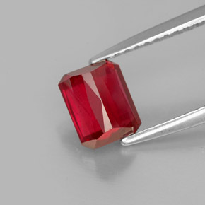 Rubino naturale rosso da 1,54 ct, taglio smeraldo, VS-SI