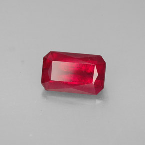 Rubino naturale rosso da 1,66 ct, taglio smeraldo, SI