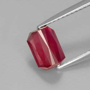 Rubino naturale rosso da 1,67 ct, taglio smeraldo, SI