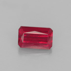 Rubino naturale rosso da 1,31 ct, taglio smeraldo, SI
