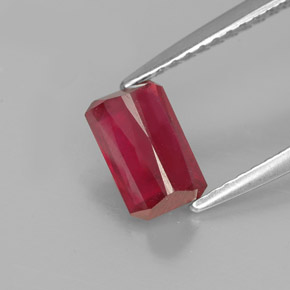 Rubino naturale rosso da 1,31 ct, taglio smeraldo, SI