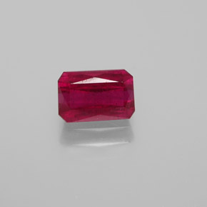 Rubino naturale rosso da 1,11 ct, taglio smeraldo, VS-SI