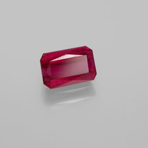 Rubino naturale rosso da 1,11 ct, taglio smeraldo, VS-SI