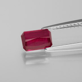 Rubino naturale rosso da 1,11 ct, taglio smeraldo, VS-SI