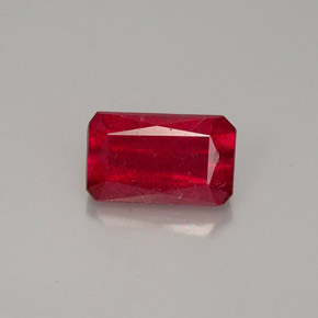 Rubino naturale rosso da 1,39 ct, taglio smeraldo, VS-SI