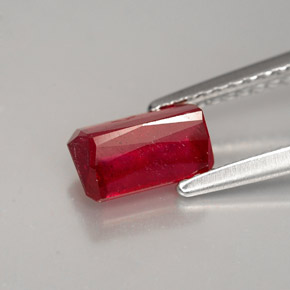 Rubino naturale rosso da 1,39 ct, taglio smeraldo, VS-SI