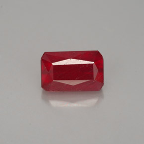 Rubino naturale rosso da 1,31 ct, taglio smeraldo, VS-SI